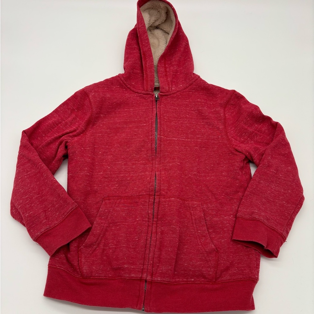 Cat & Jack Kids Sherpa-Lined Zip-Up Hoodie – Red – Size M (8/10)